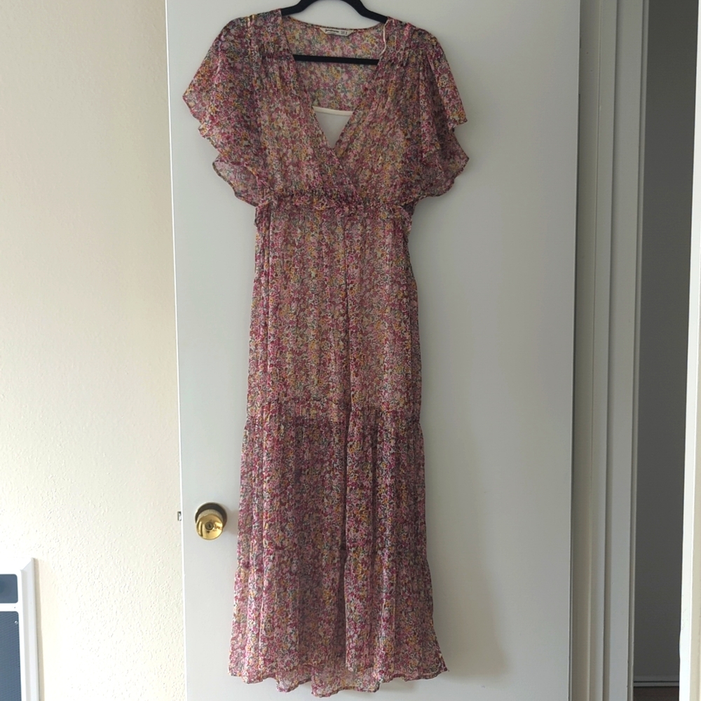 Floral lined to the knee maxi dress